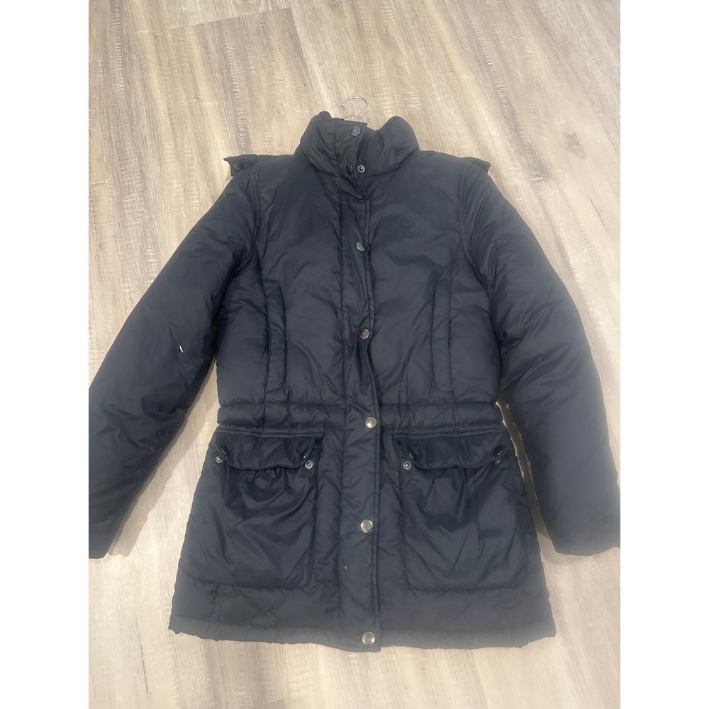 The Company Store Black Goose Down Puffer Parka Jacket Hooded XS women's winter
